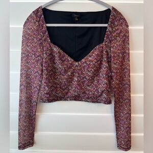 AFRM x Nordstrom Ditsy Floral Sweetheart Long Sleeve Crop Top
